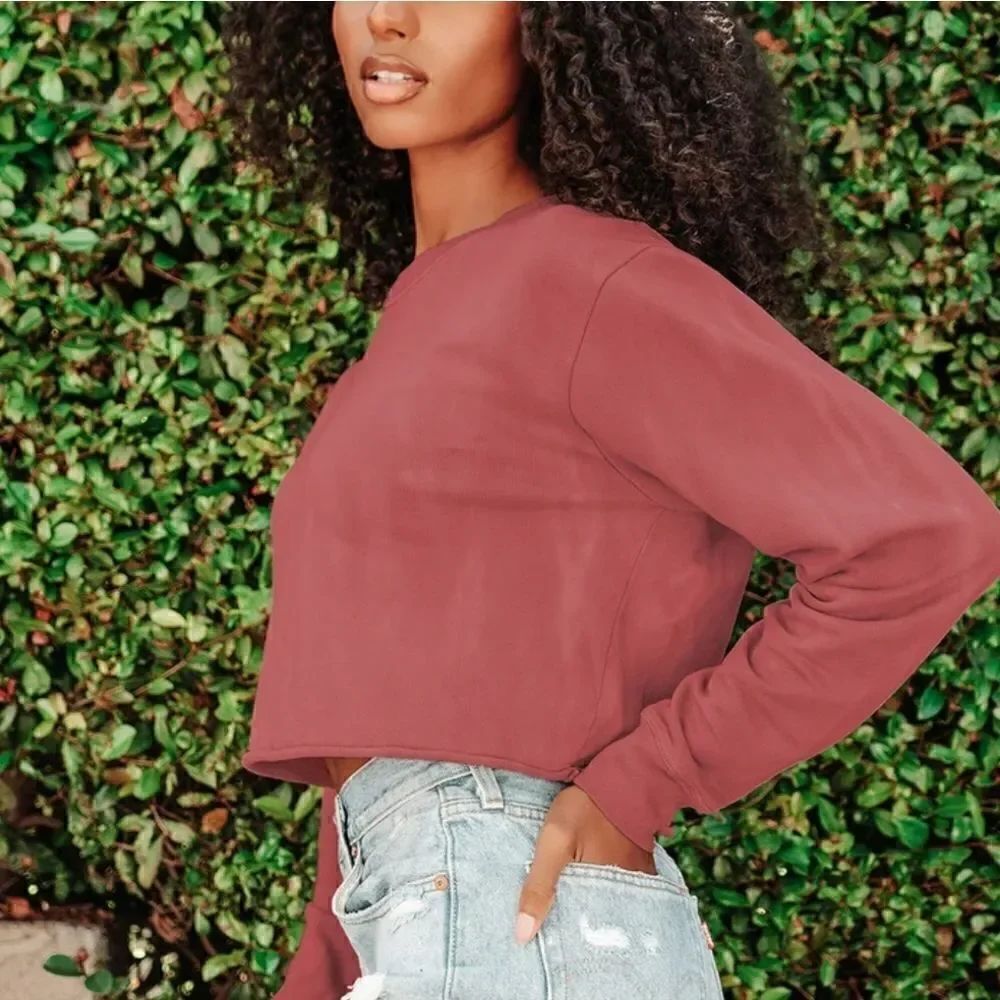 Lulus Cozy Committee Washed Mauve Tie-Dye Cropped Pullover Sweatshirt L